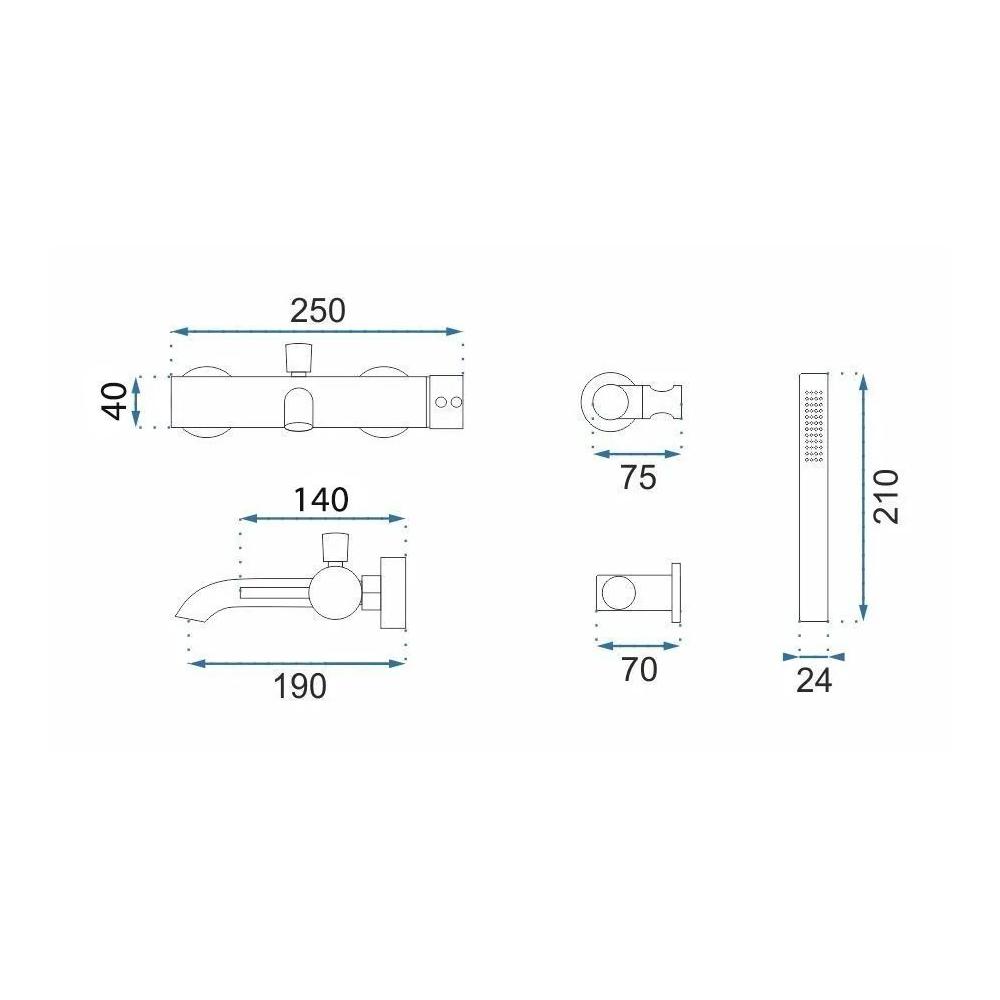 Смесител за вана Rea Lungo Grip Brush Copper