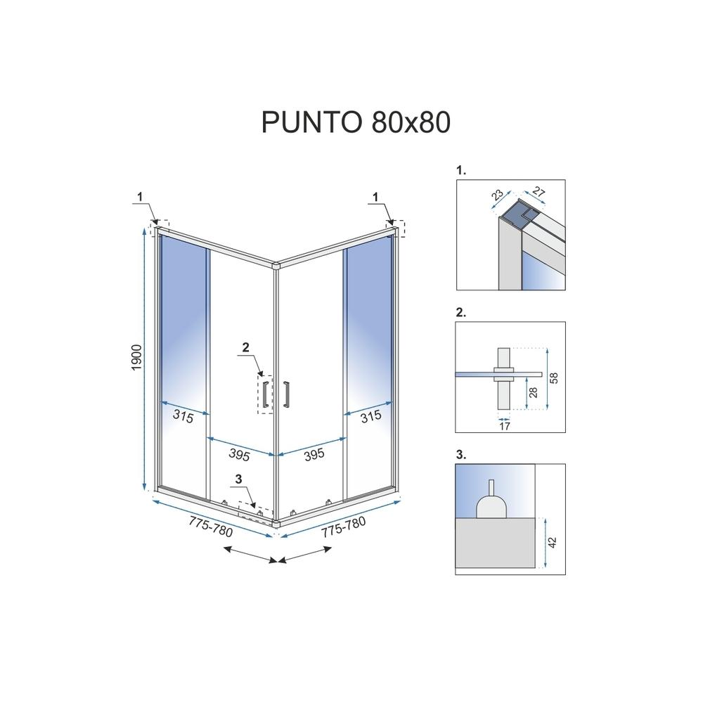 Rea Punto 80x80 douchewand