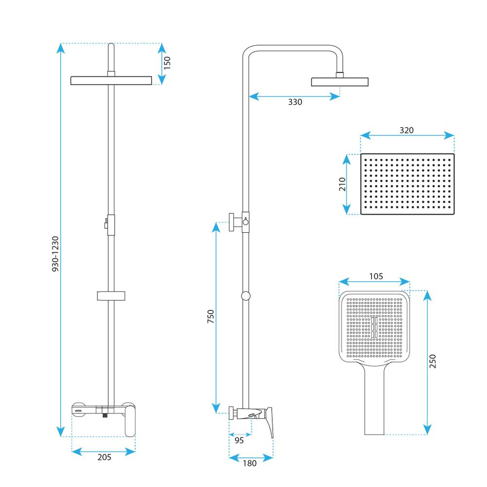 Shower set REA JOE Brush Gold