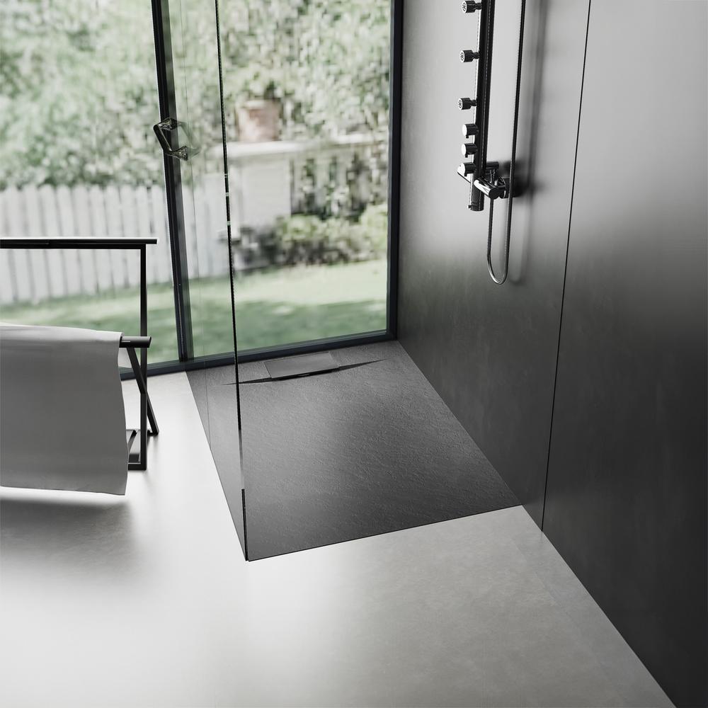 Cadita de dus Bazalt negru 90x90