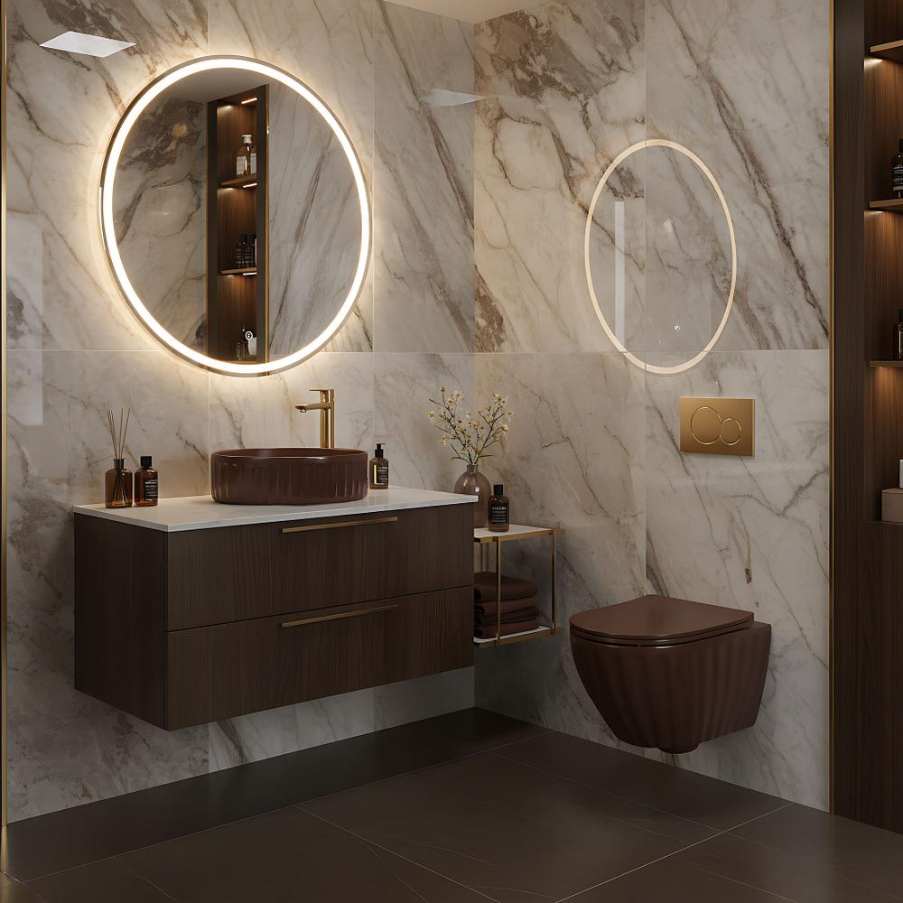 Zestaw Misa WC Duo podwieszana + Umywalka nablatowa Rea Duo Espresso Matt
