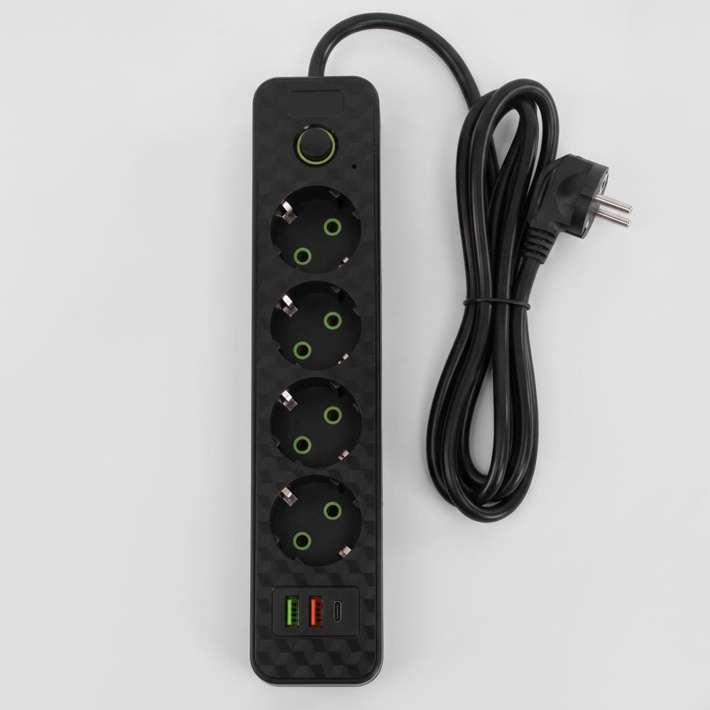 Listwa zasilająca Przedłużacz 4 gniazda + 2x USB-A + USB-C JNH021-4A Czarny