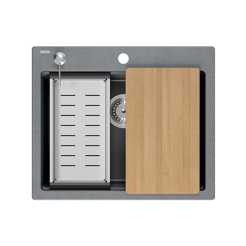 Granite sink KURT 110 WORKSTATION Grey Metallic