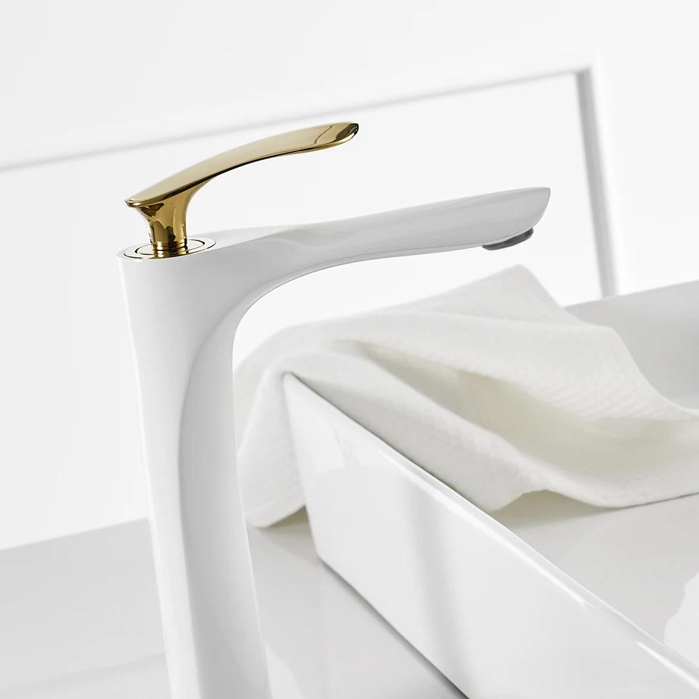 Bathroom faucet Rea Orbit White Gold High
