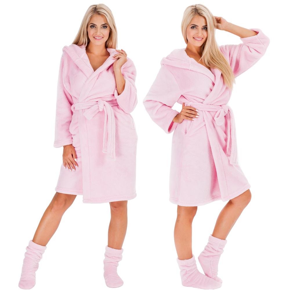 Naiste hommikumantel Nancy Pink + sokid L/XL