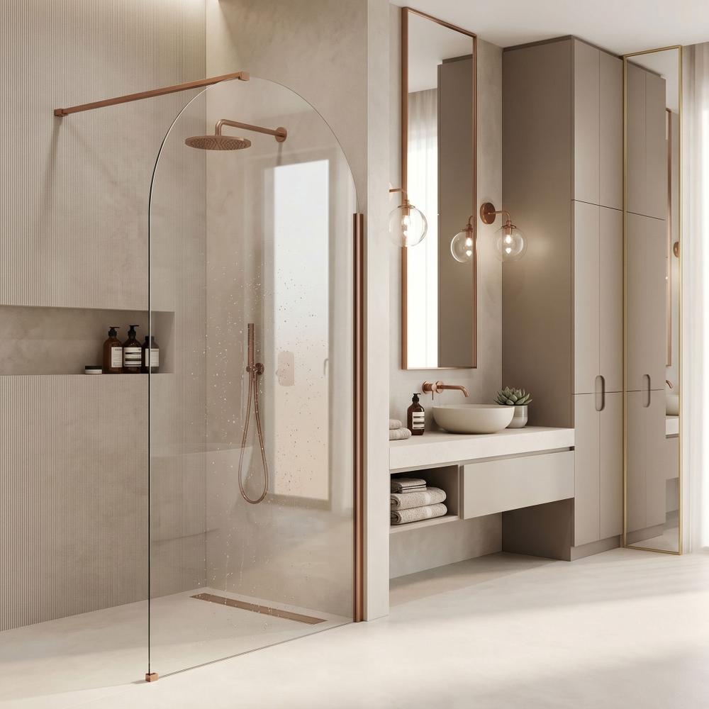 Ścianka prysznicowa Walk-In Rea Heaven Brush Copper 90