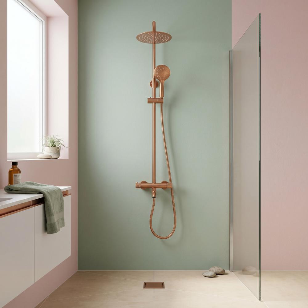 Termostatinis dušo komplektas Lungo Diamond Copper Brush