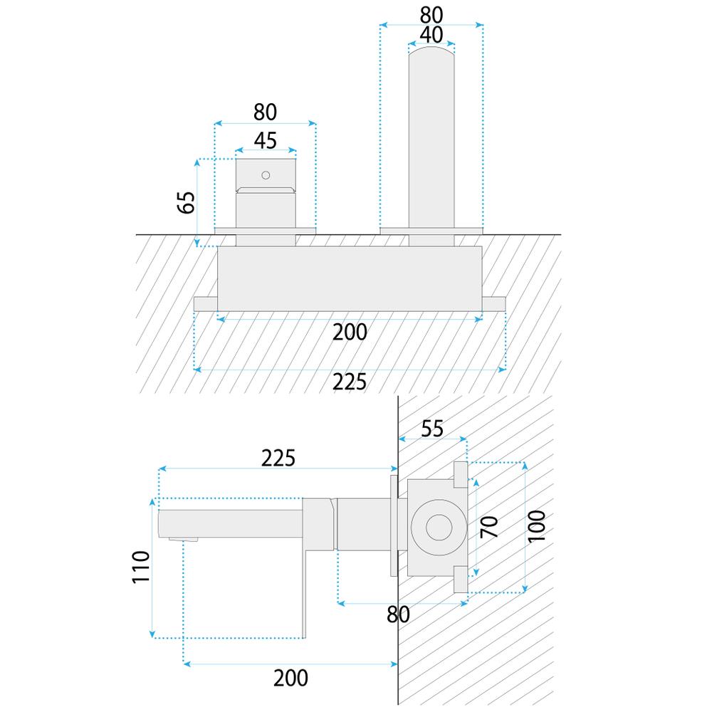 Bateria Umywalkowa Podtynkowa REA Arlo Nikiel Szczotkowany