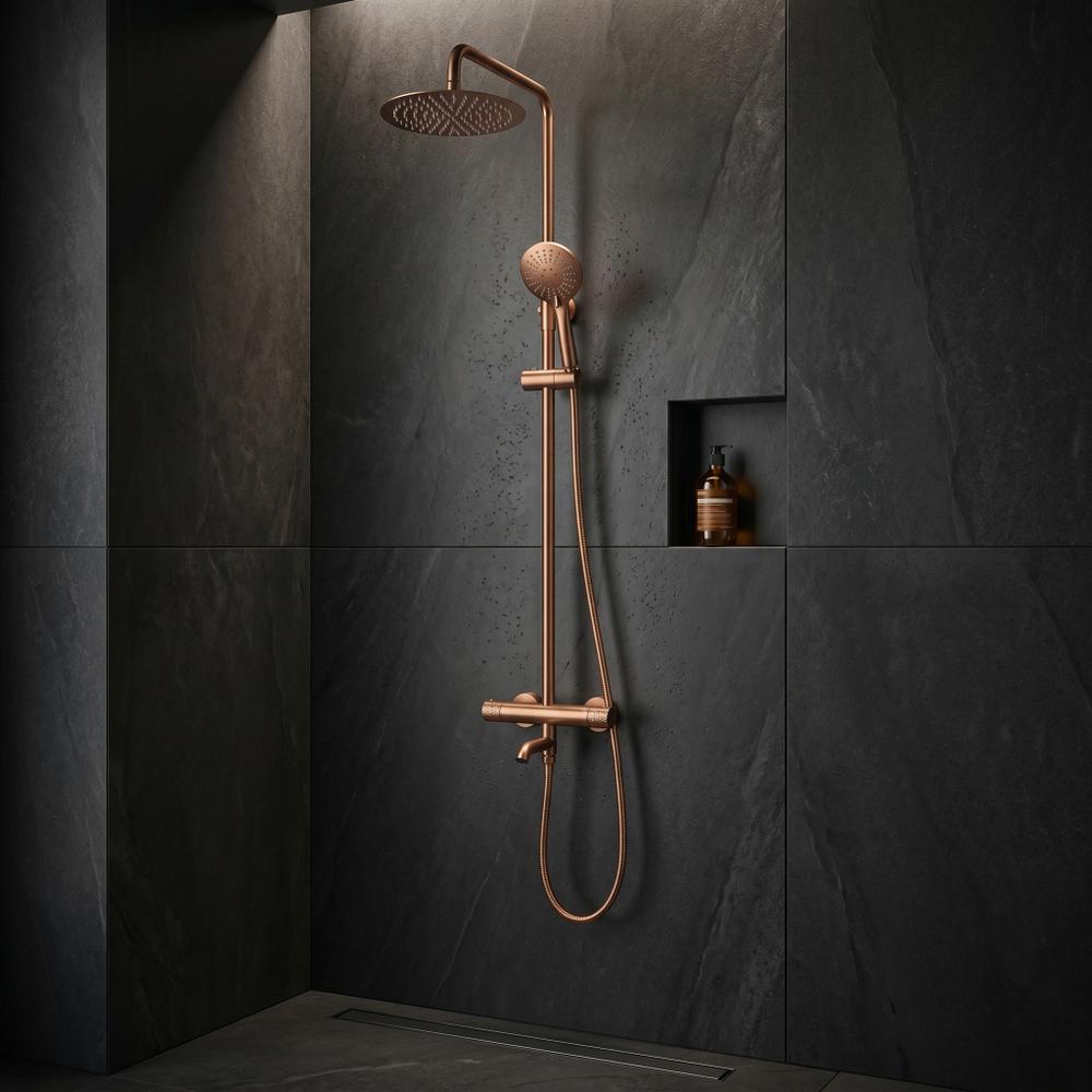 Termostatinis dušo komplektas Lungo Diamond Copper Brush