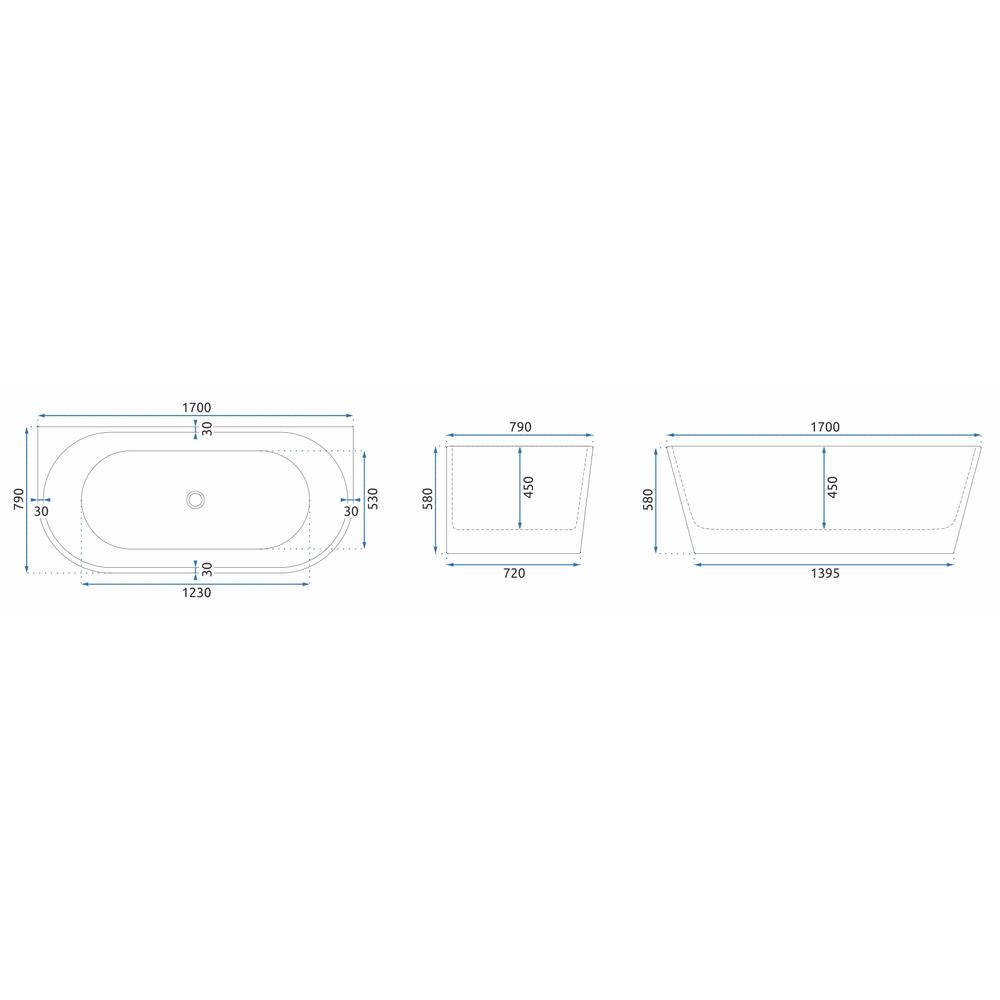 Akrilna stenska kad OLIMPIA 170 cm