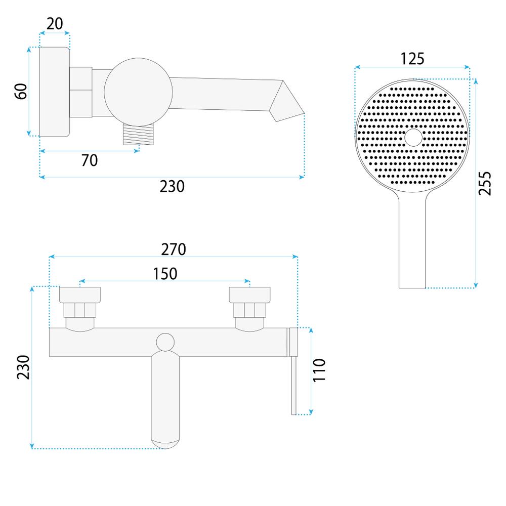 Fürdőkád csaptelep Rea Foss Gold  Brush