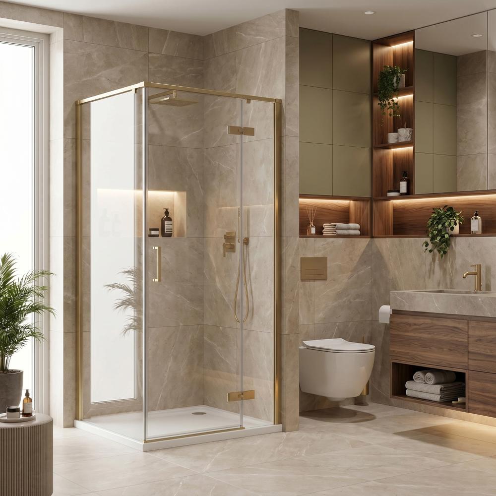 Shower enclosure Rea Bruno 90x90 Brush Gold