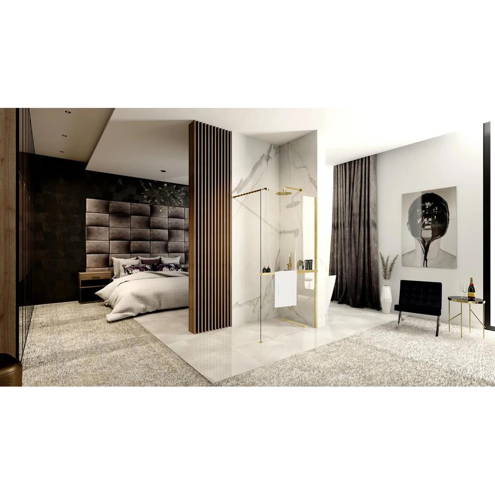 Rea Aero Gold Brushed N 90 Walk In dušo sienelė su lentyna ir Evo kabykla