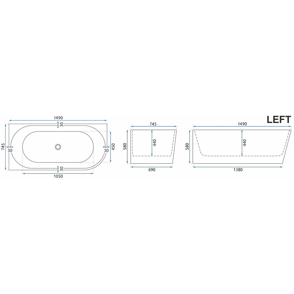 Akrilo kampinė vonia SYDNEY BELLANTO LEFT 150cm