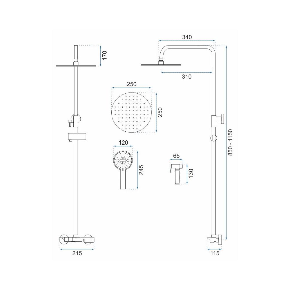 Purškimo dušo komplektas REA Max Black