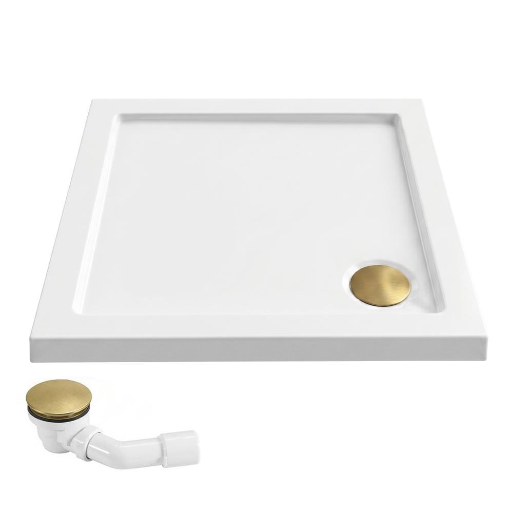 Dušas paliktnis Rea Belmond White 80x80 Brush Gold