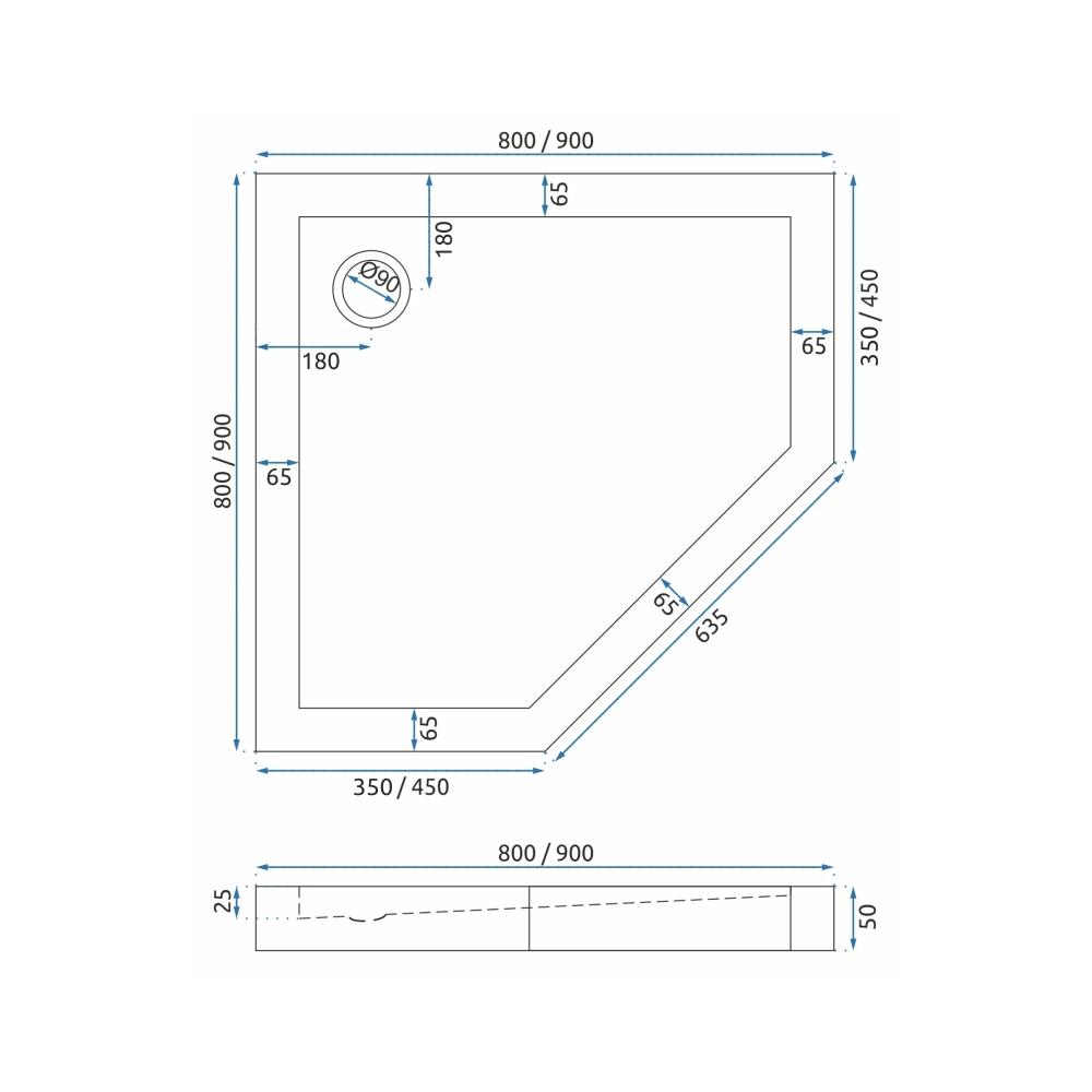 shower enclosure Rea DIAMOND BLACK MAT 90x90