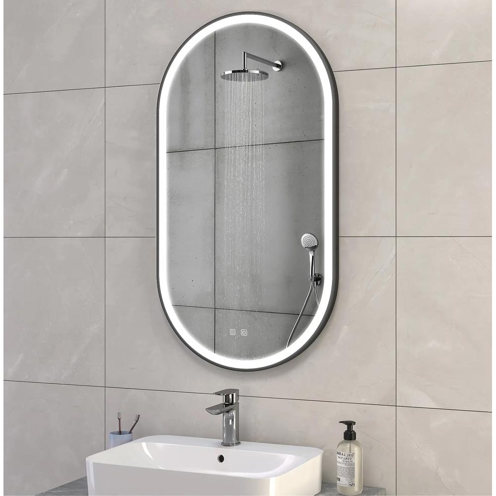 Mirror LED OVL 50x100cm Black