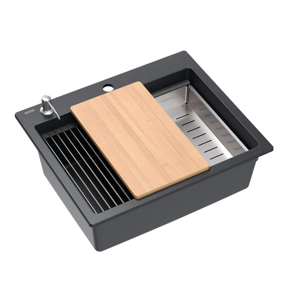 гранитная мойка KURT 110 WORKSTATION Black Dotted