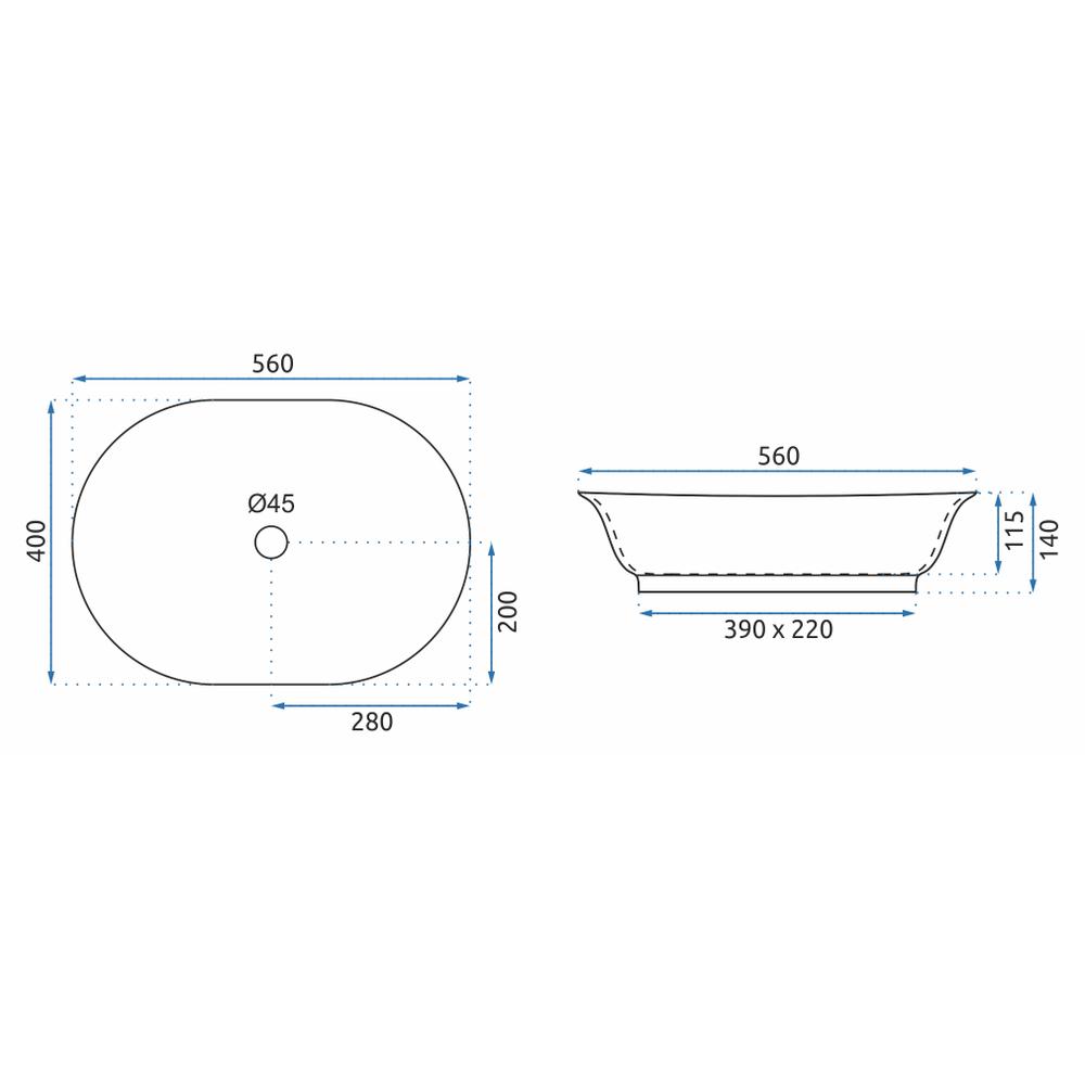 Umywalka nablatowa Rea Roma Black Marble Matt