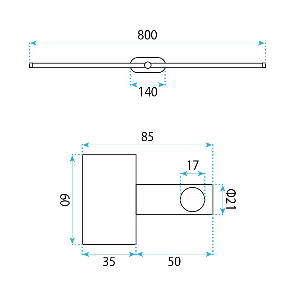 Настінний LED світильник для ванної APP1897-1W 80 cm BRUSH COPPER