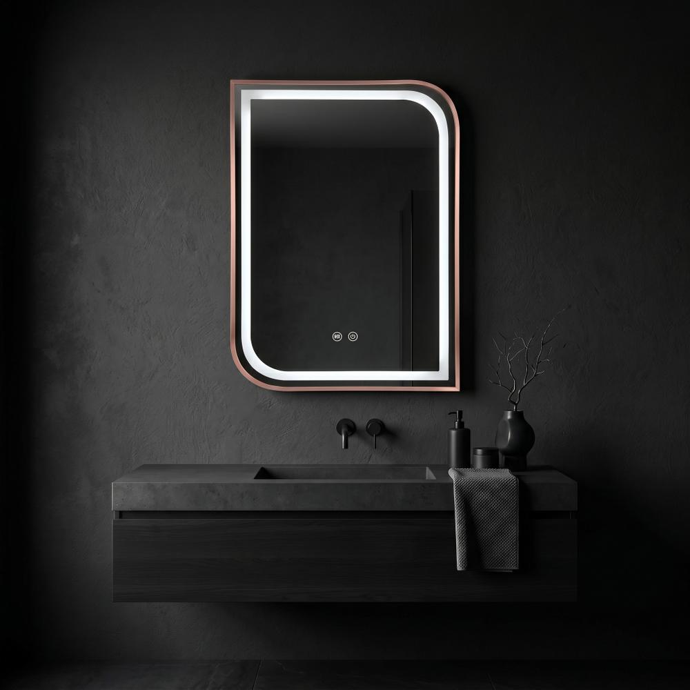 Lustro ścienne LED ZONE 70x50 Różowe Złoto Szczotkowane