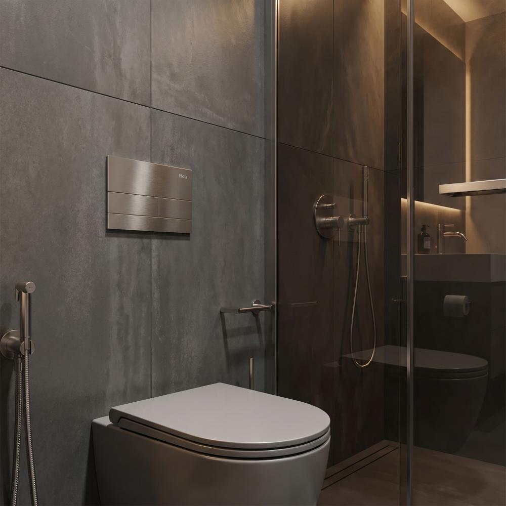 Stelaż zestaw podtynkowy Slim 024N do mis WC z przyciskiem T Stal Szczotkowana