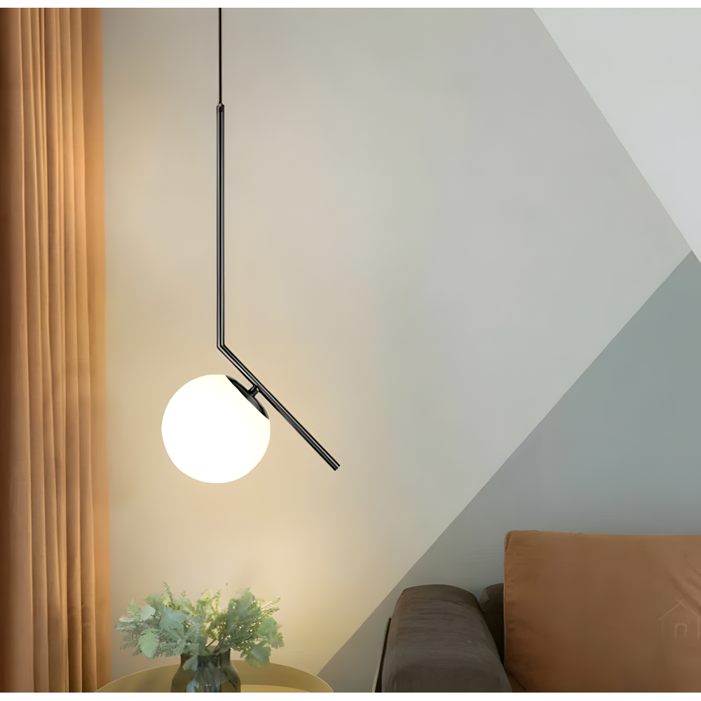 Lampa Sufitowa Wisząca Szklana Kula  G107-1W Czarna Biała