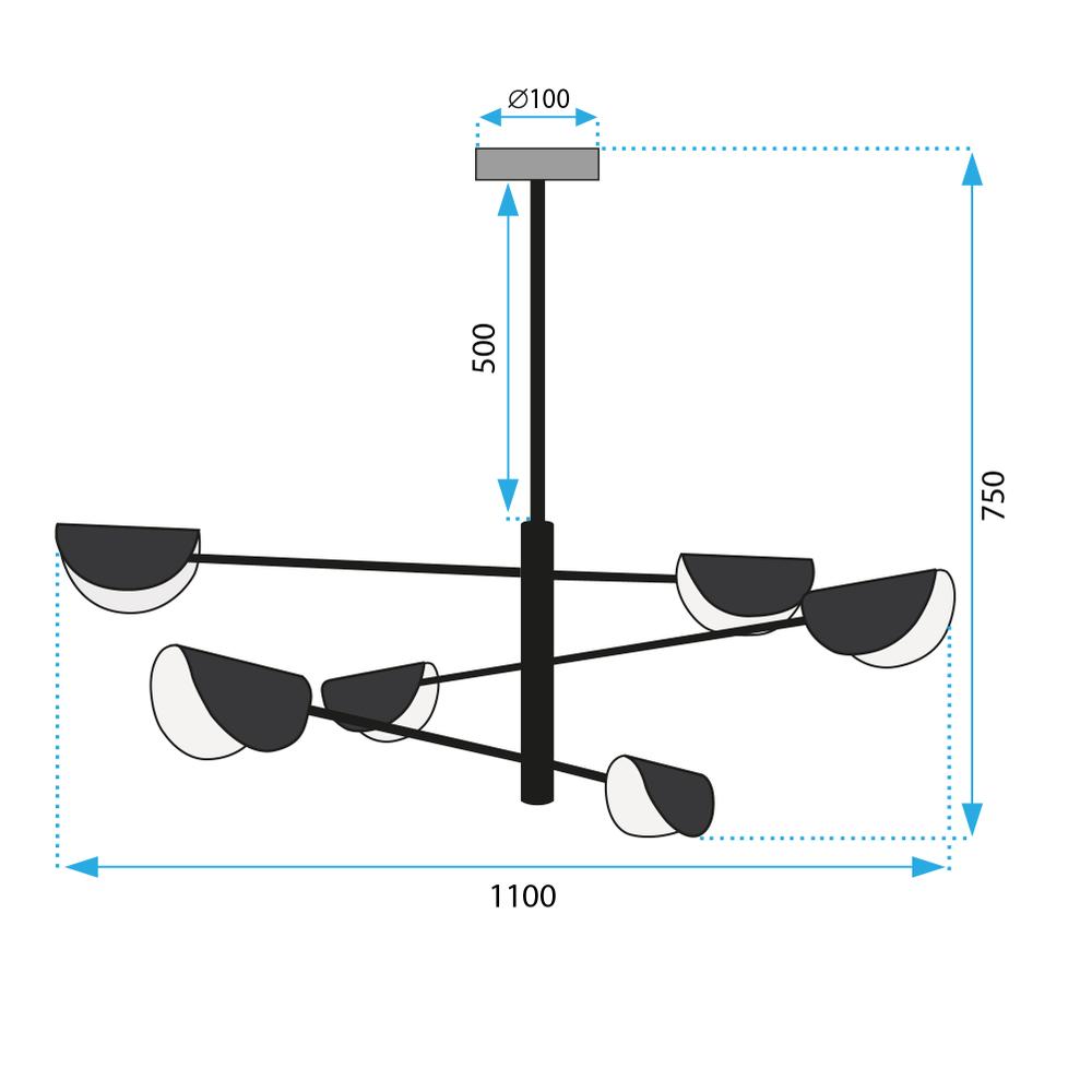 Плафон APP1261-6CP BLACK
