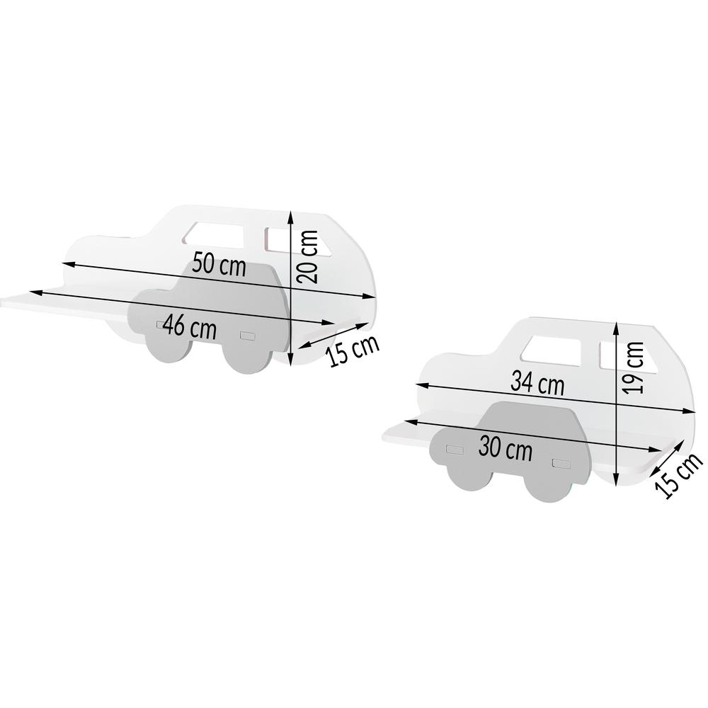 Półki auta zestaw 3 szt. białe