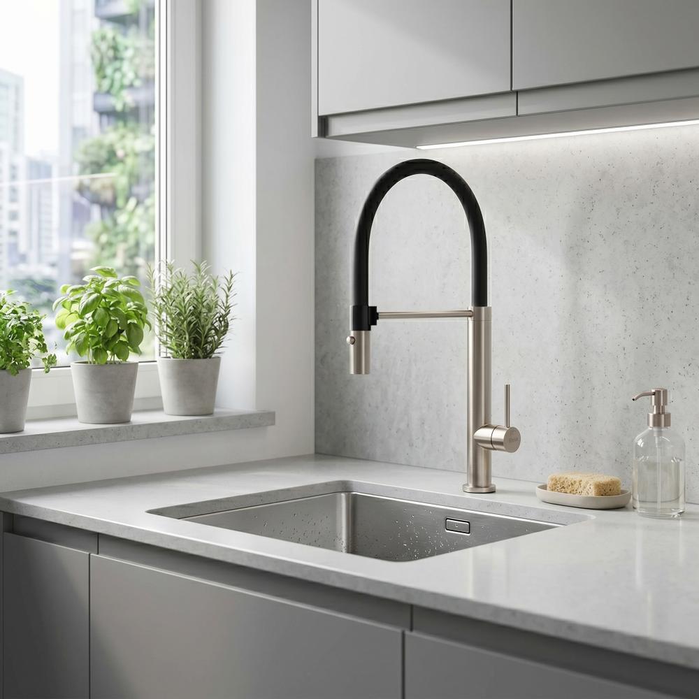 Robinet de cuisine Rea Viera nickel Brush