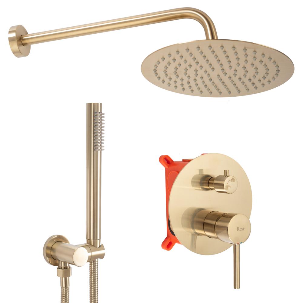 Inbouw regendoucheset Rea Lungo Gold Brush  + BOX