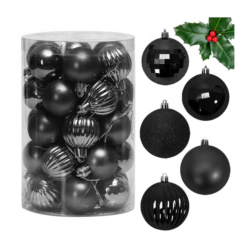 BOMBKI CHOINKOWE CZARNE 34 SZT SYSD1688-033