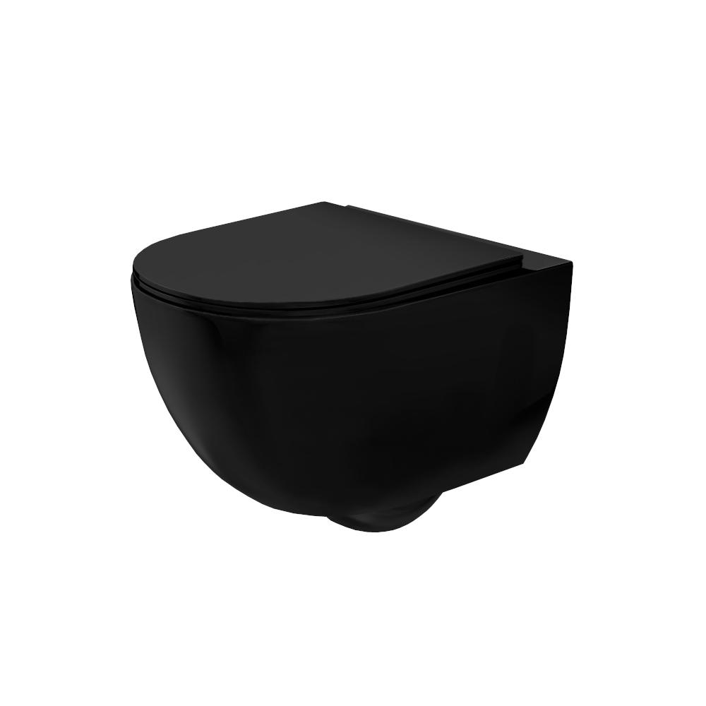 Misa WC podwieszana Rea Carlo Mini Rimless Flat Czarna Matowa