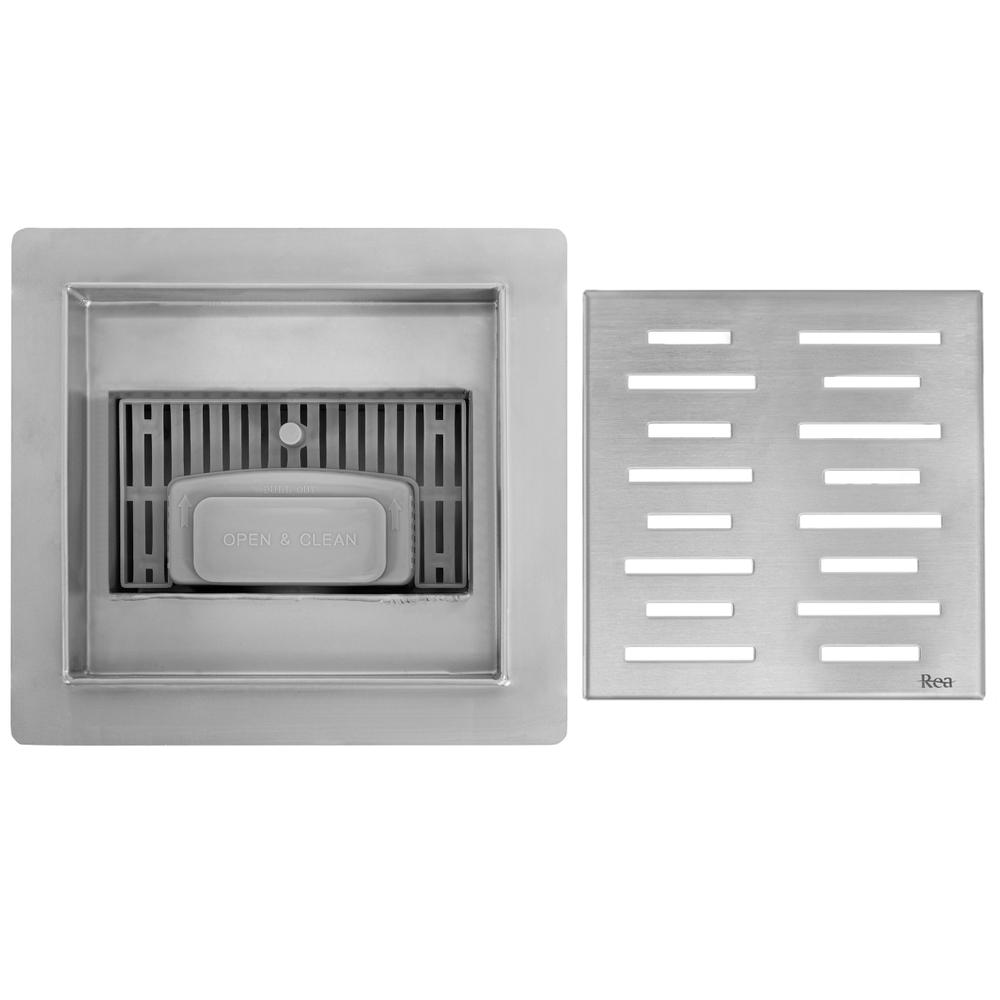 Linijinis nutekėjimas REA LINE 150x150 Nickel Brush