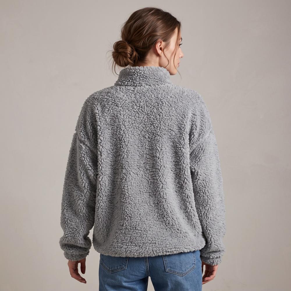 Bluza Damska Sherpa z kołnierzem Light Grey l