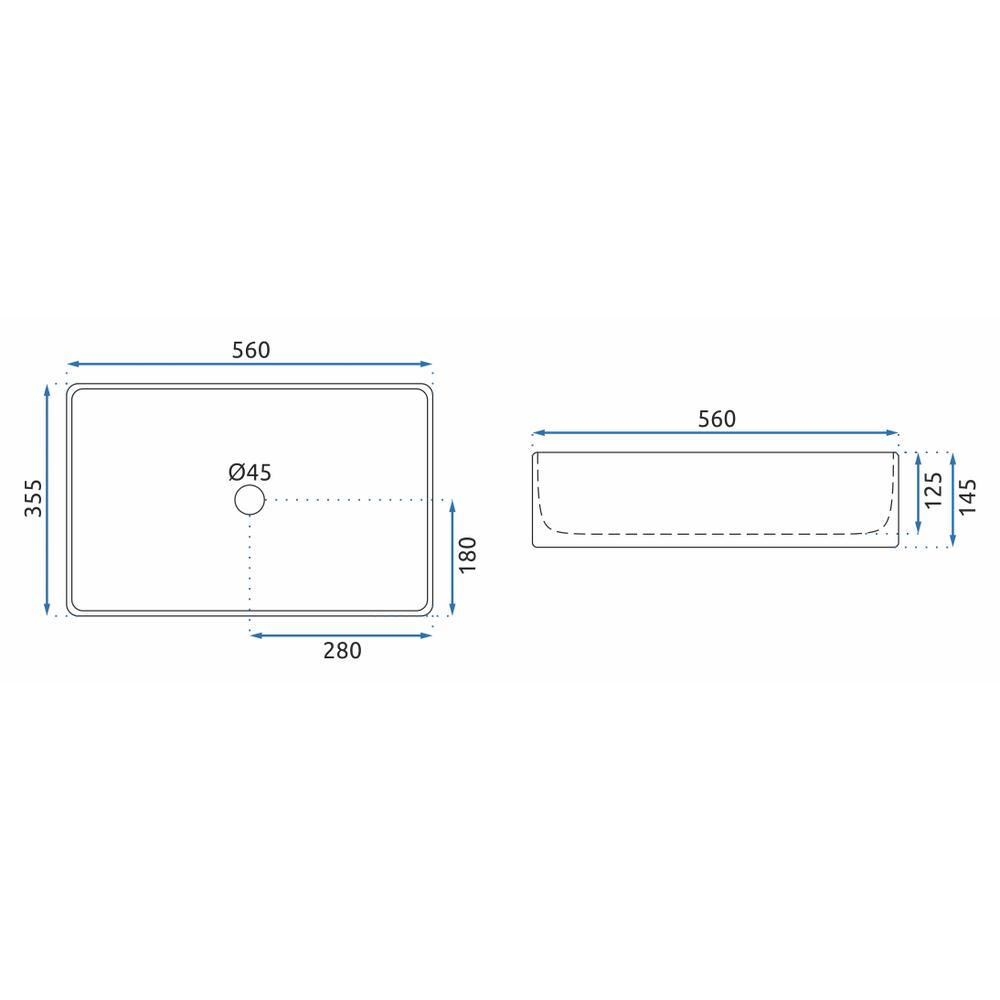 Umywalka nablatowa Rea Berta 55
