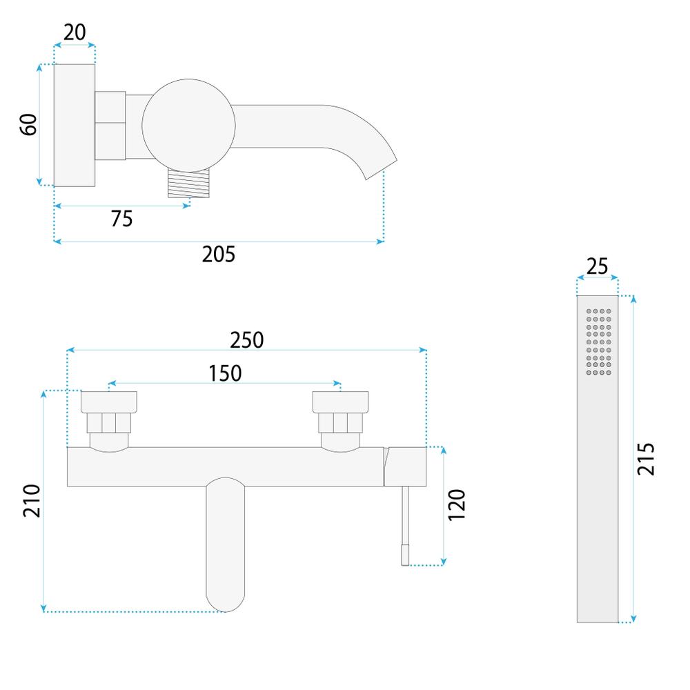 Bathroom faucet Rea Lungo Diamond Brush Copper