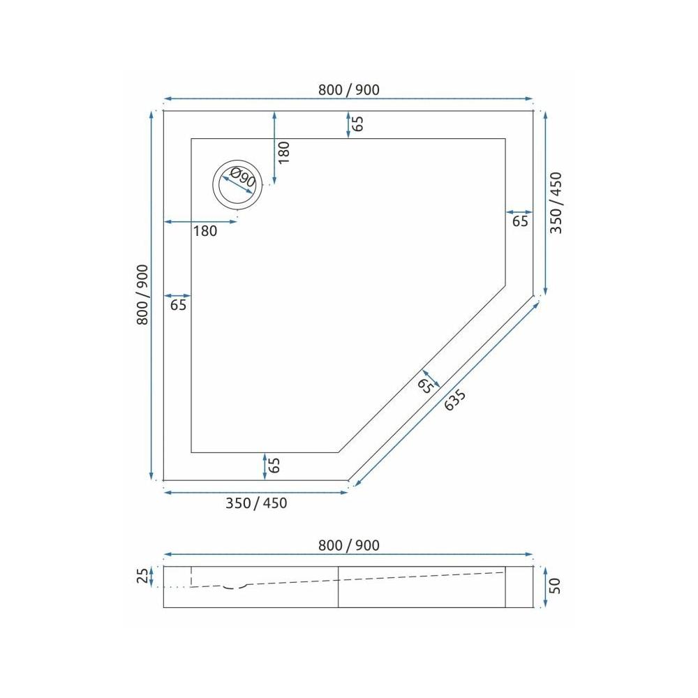 Duschkabine DIAMOND 90x90 COPPER BRUSH