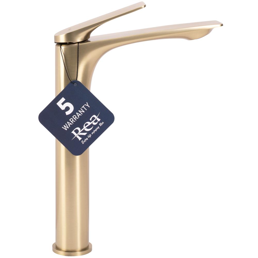 Βρύση νιπτήρα Rea AVALON, BRUSHED GOLD, HIGH