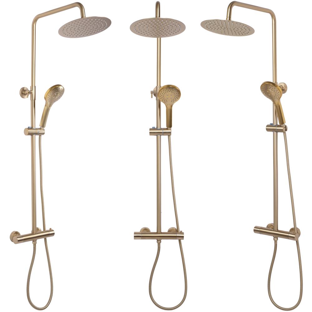 REA VINCENT matēta zelta dušas komplekts ar termostatu