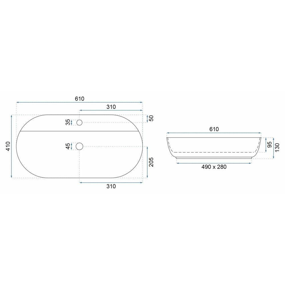 Vasque à poser REA Aura 61 L.Blue Shiny