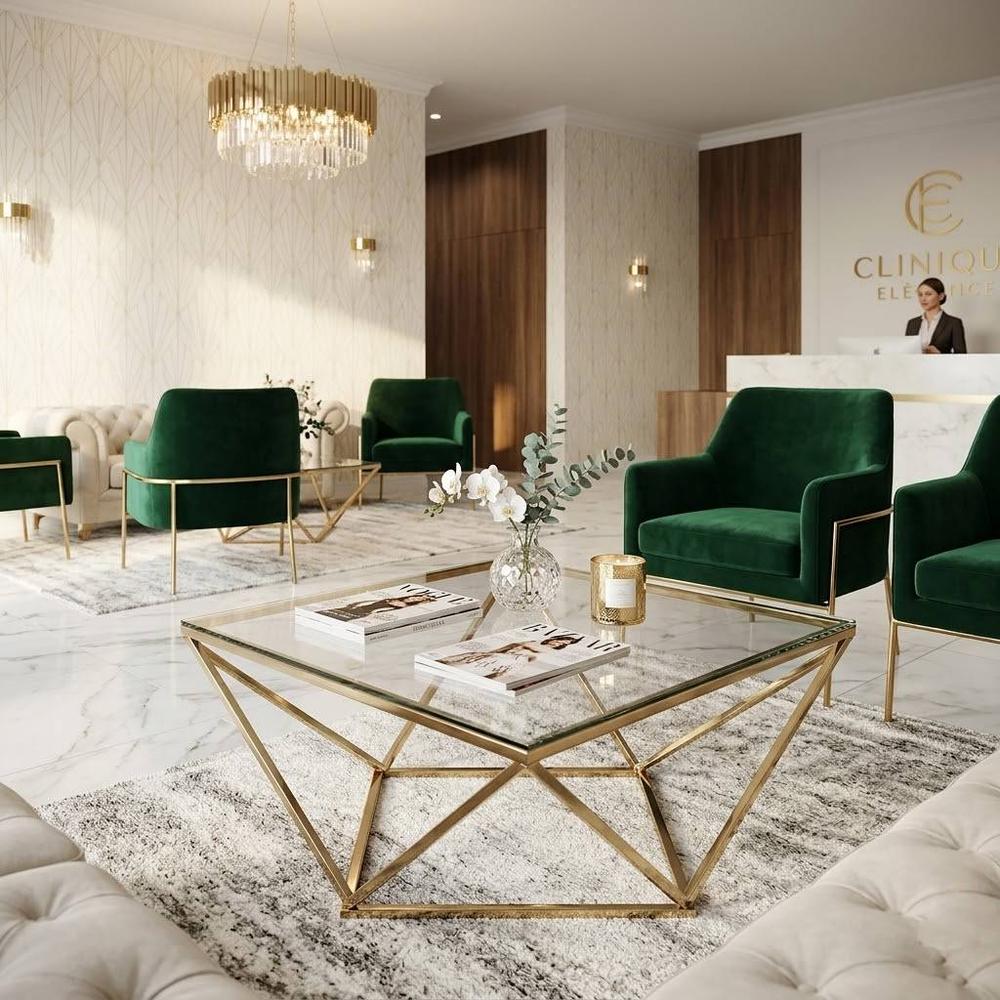 Stolik kawowy szklany Glamour Gold CS-14G