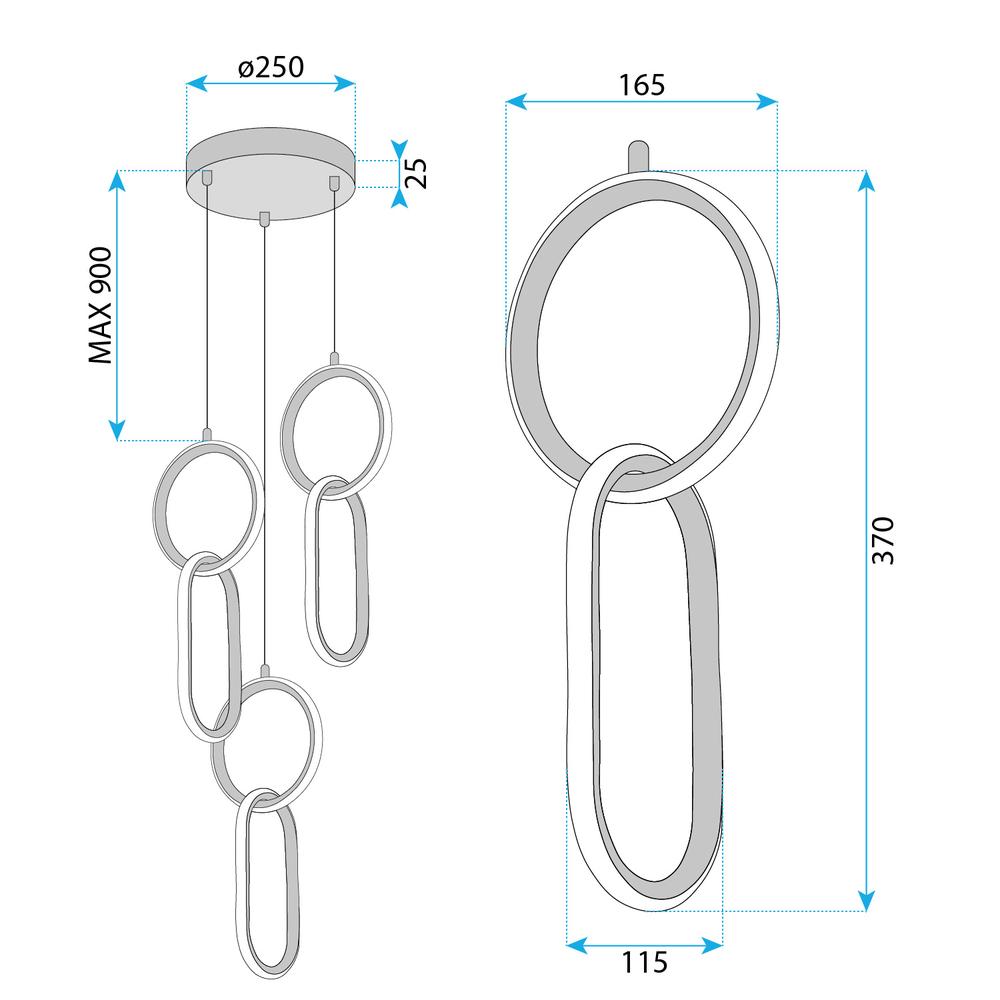 LED-Hängeleuchte G077-3CPR Gold