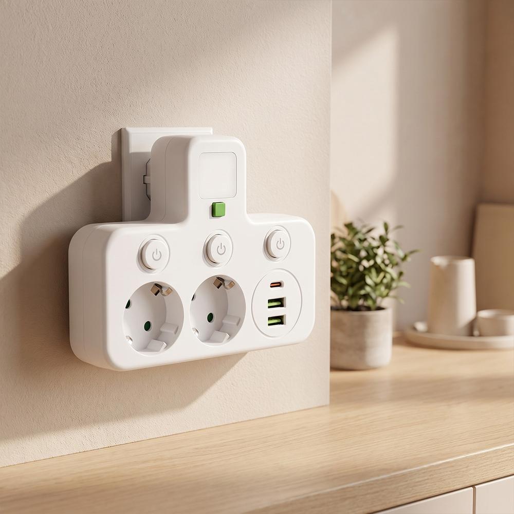 Listwa zasilająca 2 gniazda + 2x USB-A + USB-C JNH017 Biała