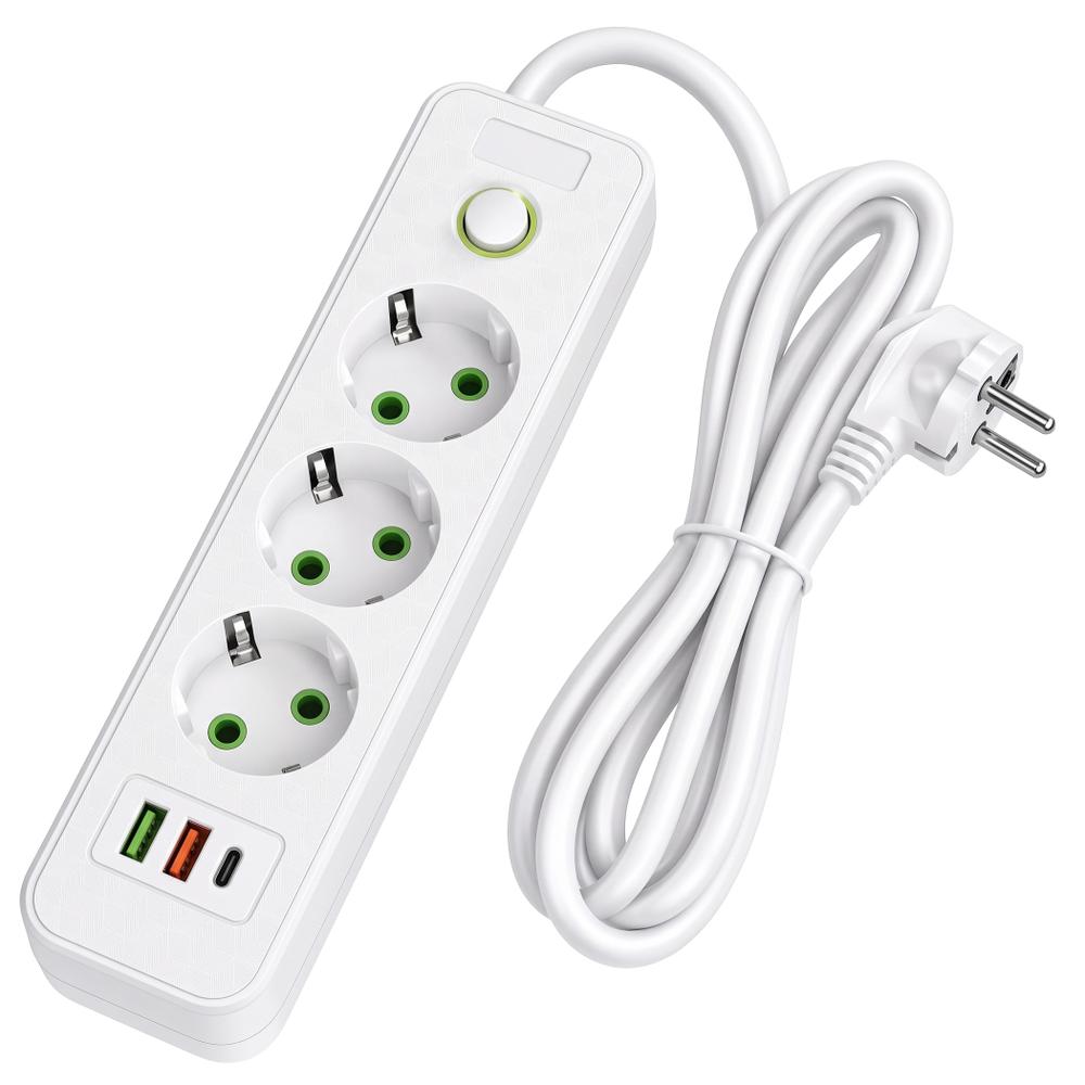 Listwa zasilająca Przedłużacz 3 gniazda + 2x USB-A + USB-C JNH020-3A Biały