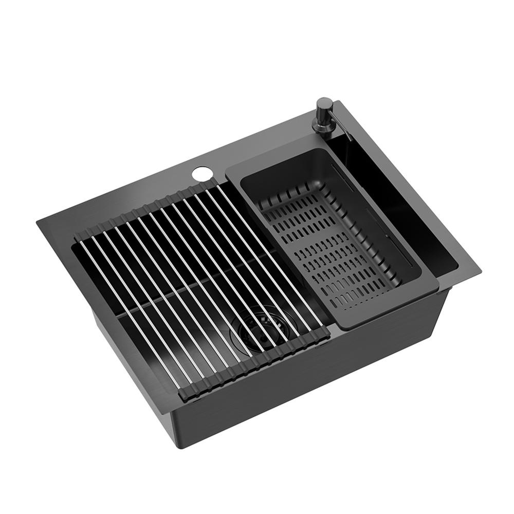 Стальная мойка для кухни LUKE 110 WORKSTATION Black