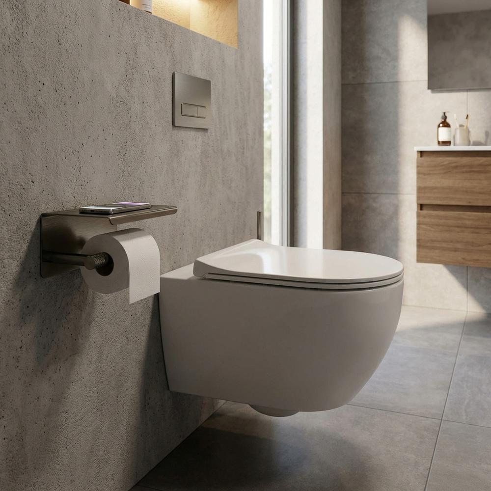 Držač toaletnog papira s policom 6613 Modern Titan