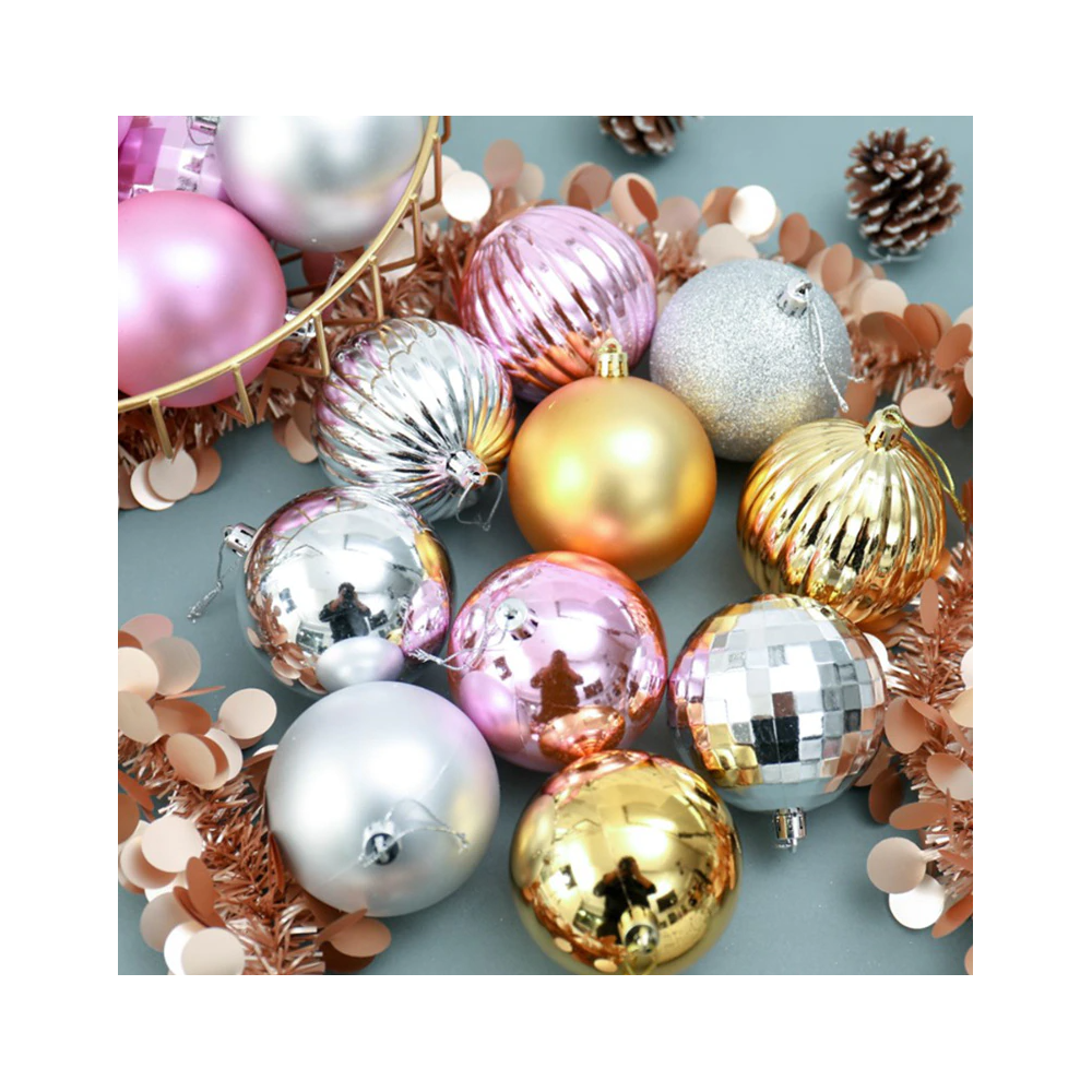 BOMBKI CHOINKOWE RÓŻOWE 34 SZT SYSD1688-026