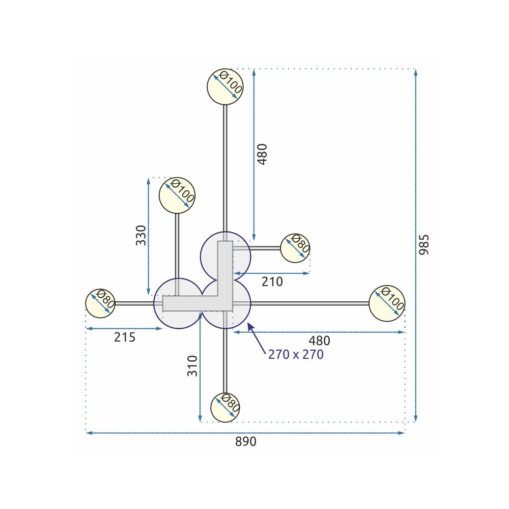 Deckenlampe Black 6-Arm Led APP521-6C